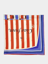 Fendi Red and Blue Striped Silk Foulard