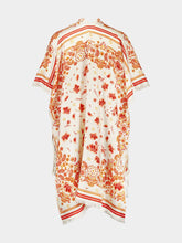 Fendi White and Red Silk Bandana Print Poncho