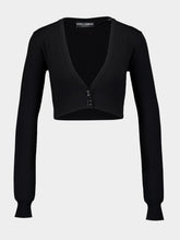 Dolce & Gabbana Black Wool Cardigan with Deep V-Neck