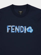 Fendi Navy Blue Cotton Flowers T-Shirt