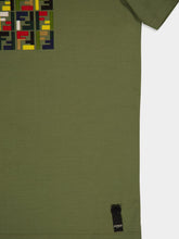 Fendi Olive Green Cotton T-Shirt with FF Embroidery