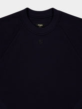 Fendi Dark Blue Cotton FF Metal Logo Sweater