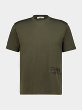 Fendi Grey-Green Cotton Logo T-Shirt
