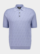 Fendi Light Blue FF Knit Cotton Polo Shirt
