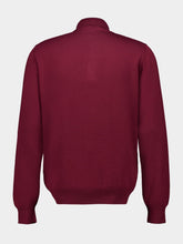 Fendi Burgundy Wool Long-Sleeve Polo