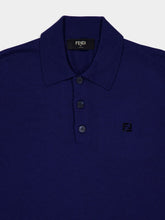 Fendi Blue Wool Long-Sleeve Polo
