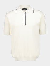 Fendi White Silk and Cotton Zip Polo Shirt