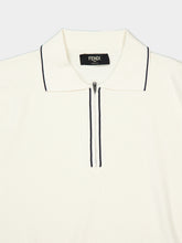 Fendi White Silk and Cotton Zip Polo Shirt