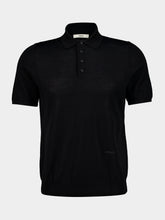 Fendi Black Wool Short-Sleeve Polo Shirt