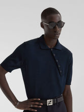 Fendi Blue Asymmetric Button Polo Shirt