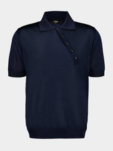 Fendi Blue Asymmetric Button Polo Shirt