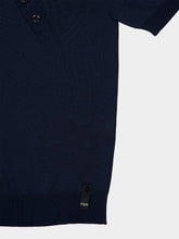 Fendi Blue Asymmetric Button Polo Shirt