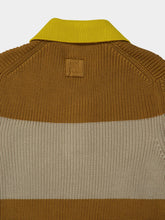 Fendi Yellow and Beige Striped Cotton Knit Polo Shirt