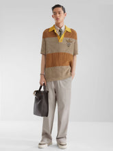 Fendi Yellow and Beige Striped Cotton Knit Polo Shirt