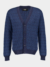 Fendi Blue FF Cotton and Linen Cardigan