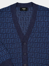 Fendi Blue FF Cotton and Linen Cardigan