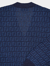 Fendi Blue FF Cotton and Linen Cardigan