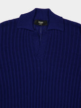 Fendi Blue Openwork Cotton Polo Shirt