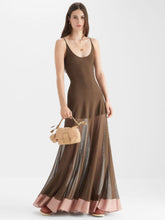 Fendi Brown Knit Maxi Dress with Contrast Hem