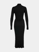 Black Wool Polo Midi Dress