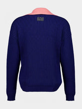 Fendi Blue and Pink Openwork Cotton Oversized Jumper