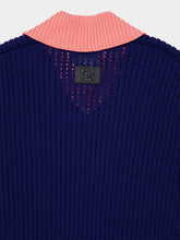 Fendi Blue and Pink Openwork Cotton Oversized Jumper