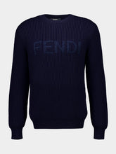 Fendi Blue Wool Pullover with Logo