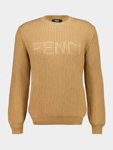 Fendi Light Brown Wool Pullover Logo