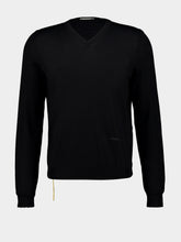 Fendi Black Wool V-Neck Slim-Fit Jumper