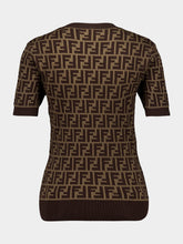 Fendi Brown FF Jacquard Cotton Short Sleeve Jumper