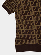 Fendi Brown FF Jacquard Cotton Short Sleeve Jumper