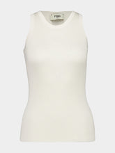 White Ribbed Silk-Cotton Tank Top