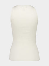 White Ribbed Silk-Cotton Tank Top