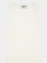 Fendi White Ribbed Silk-Cotton Tank Top