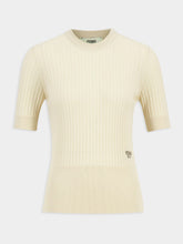 Fendi Beige Ribbed Wool Fitted Jumper