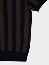 Fendi Brown and Blue Pequin Silk Cotton Jumper