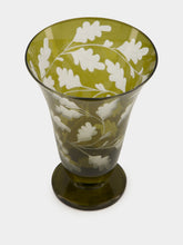 ARTĚL Moss Green Oak Leaves Stemless Glass Goblet