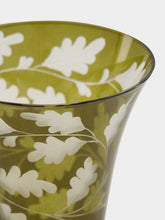 ARTĚL Moss Green Oak Leaves Stemless Glass Goblet