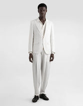 Dolce & Gabbana White Pinstripe Linen Blazer