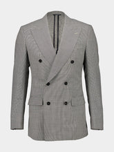 Dolce & Gabbana Grey Double-Breasted Houndstooth Wool Jacket