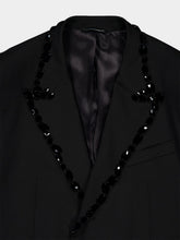 Dolce & Gabbana Black Crystal-Embellished Wool Blazer