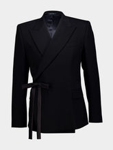 Dolce & Gabbana Black Wrap-Style Wool Blazer