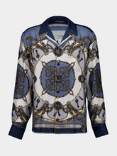Dolce & Gabbana Blue Cargo-Print Silk Twill Shirt