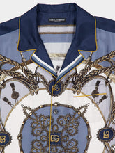Dolce & Gabbana Blue Cargo-Print Silk Twill Shirt
