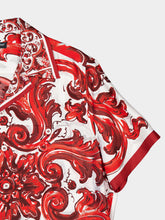 Dolce & Gabbana Red Majolica-Print Silk Hawaii Shirt