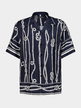 Dolce & Gabbana Blue Marina Print Silk Hawaii Shirt