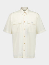 Dolce & Gabbana Beige Poplin Hawaiian Shirt with Metal Logo Tag