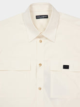 Dolce & Gabbana Beige Poplin Hawaiian Shirt with Metal Logo Tag