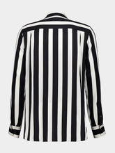 Dolce & Gabbana Black and White Silk Charmeuse V-Neck Shirt