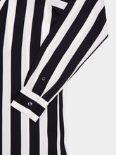 Dolce & Gabbana Black and White Silk Charmeuse V-Neck Shirt